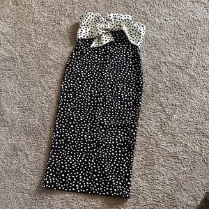 Topshop Black and White Strapless Dress